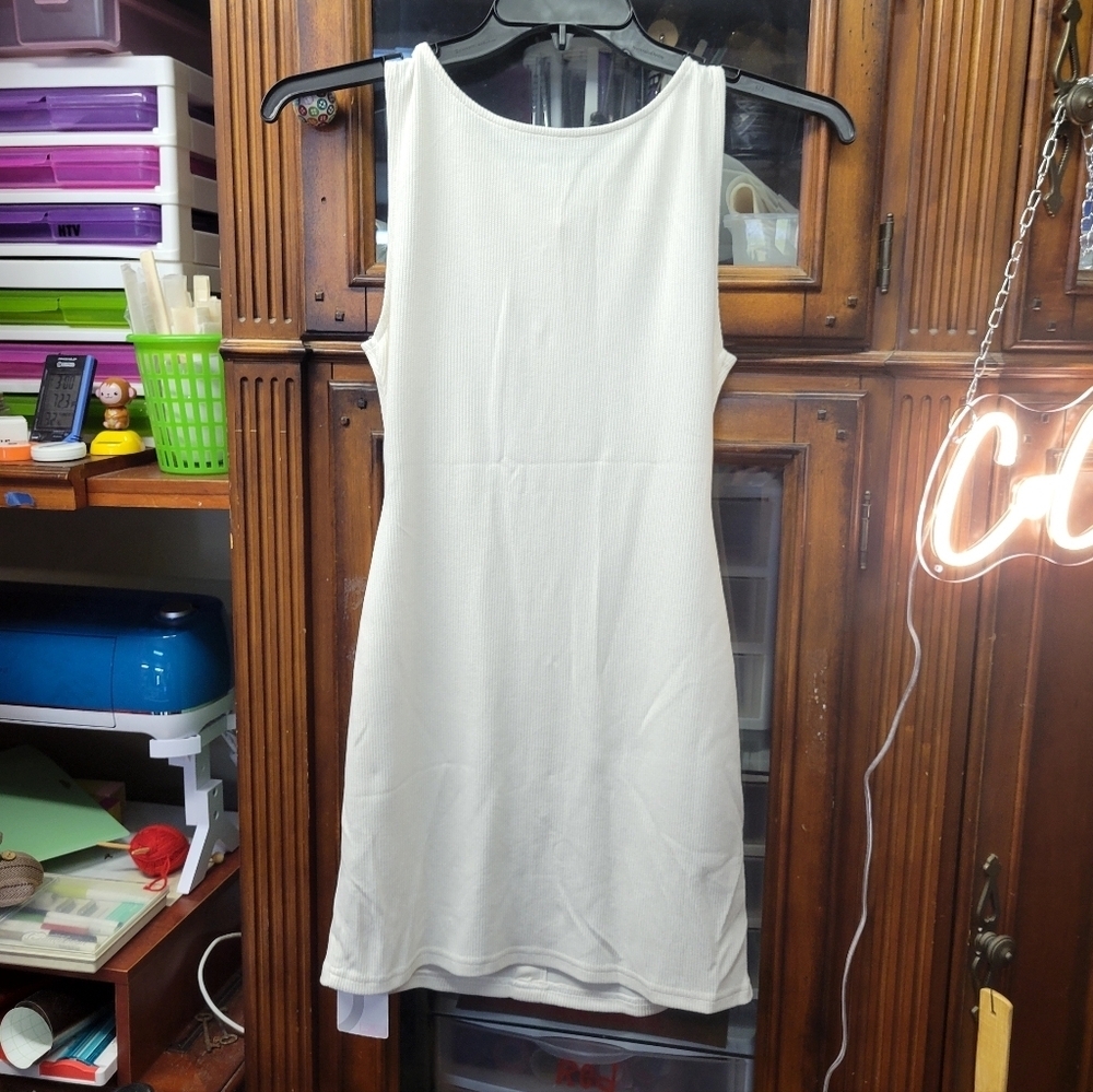 Creamy White Gold Button Accent Sweater Sleeveless 2 Pockets Dress XS - Picture 6 of 7